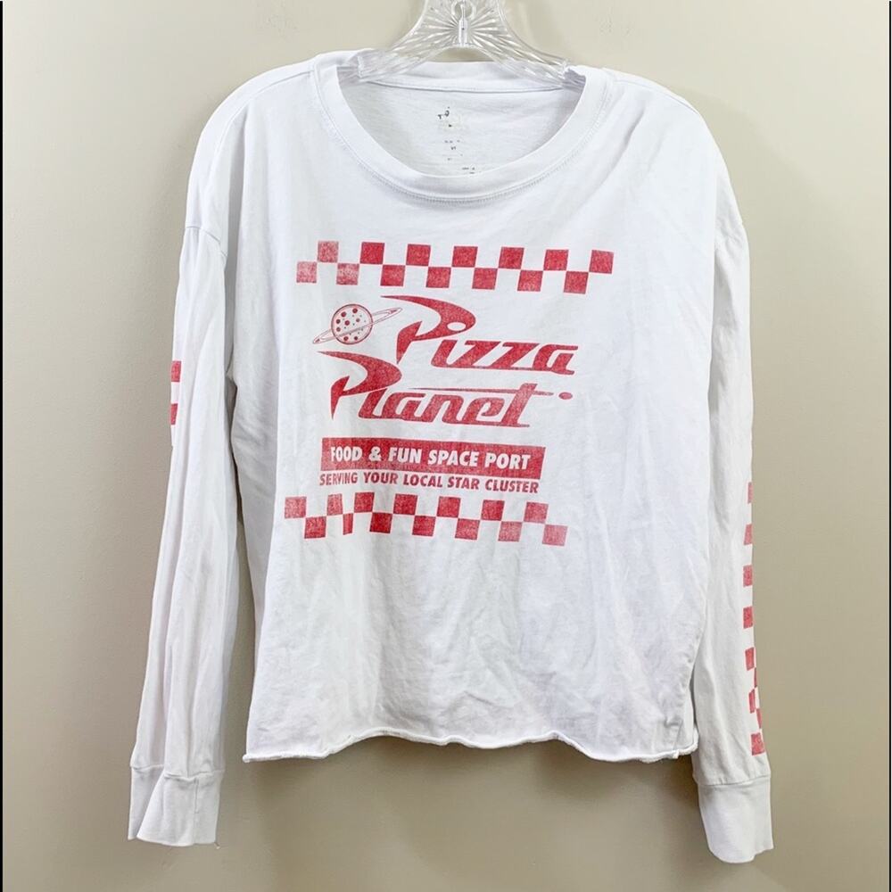 Toy Story Pizza Planet White/Red Checker Detail Long Sleeve Top